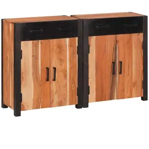 vidaXL Buffet 2 pcs Marron 110 x 30 x 75 cm Bois d'acacia massif pas cher