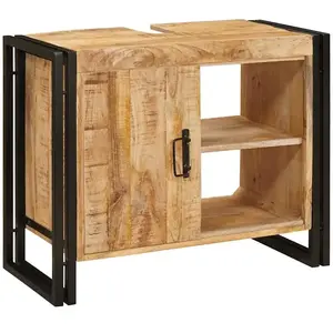 vidaXL Meuble sous évier Marron 71 x 33 x 58 cm Bois de mangue massif pas cher