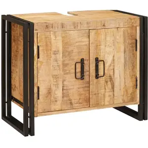 vidaXL Meuble sous évier Marron 71 x 33 x 58 cm Bois de mangue massif pas cher