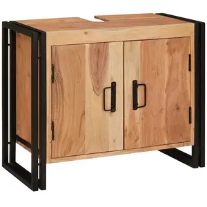 vidaXL Meuble sous évier Marron 71 x 33 x 58 cm Bois d'Acacia Massif pas cher
