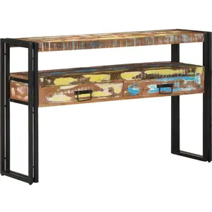 Comparateur de prix : vidaXL Tables D'appoint Vidaxl Multicolores 120x33x75 Cm En Bois Massif De Récupération Et Métal