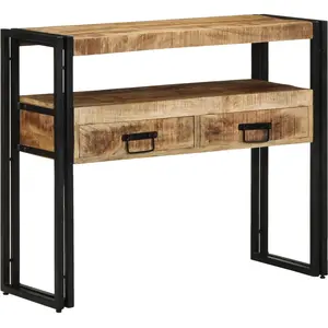 Comparateur de prix : vidaXL Tables D'appoint Vidaxl Noires 90x33x75 Cm En Bois De Manguier Massif Et Métal