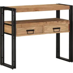 Comparateur de prix : vidaXL Table Console Vidaxl Noir 90x33x75 Cm En Bois D'acacia Massif Et Métal