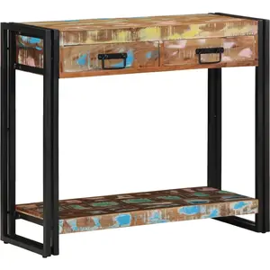 Comparateur de prix : Table Console Multicolore En Bois Recyclé Et Métal