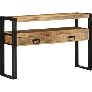 Comparateur de prix : vidaXL Tables D'appoint Vidaxl Noires 120x33x75 Cm En Bois De Manguier Massif Et Métal