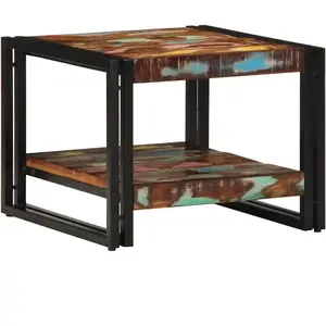 vidaXL Table basse multicolore 50x50x38 cm bois de récupération massif pas cher