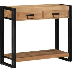 Comparateur de prix : vidaXL Table Console Vidaxl Noire 90x33x75 Cm En Acacia Massif Et Métal