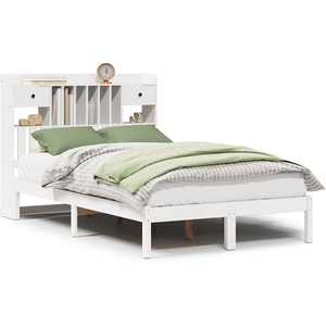 vidaXL Lit bibliothèque sans matelas blanc 140x190 cm bois pin massif pas cher