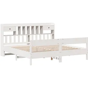 vidaXL Lit bibliothèque sans matelas blanc 180x200 cm bois pin massif pas cher