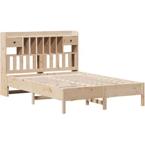 vidaXL Lit bibliothèque sans matelas 135x190 cm bois de pin massif pas cher