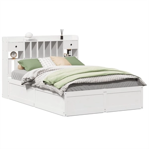 vidaXL Cadre de lit sans matelas blanc 140x190 cm bois de pin massif pas cher