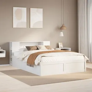 vidaXL Cadre de lit sans matelas blanc 140x190 cm bois de pin massif pas cher
