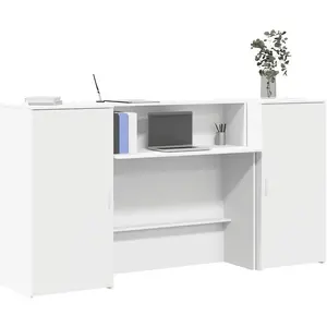 vidaXL Bureau de réception blanc 200x50x103,5 cm bois d'ingénierie pas cher