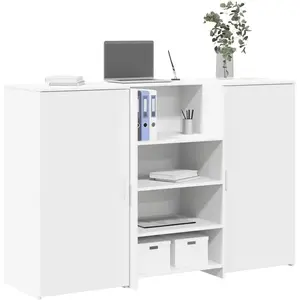 vidaXL Bureau de réception blanc 155x50x103,5 cm bois d'ingénierie pas cher