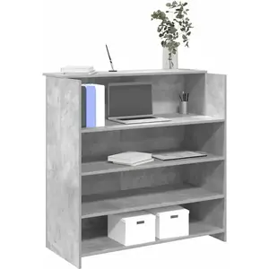 vidaXL Bureau de réception gris béton 100x50x103,5cm bois d'ingénierie pas cher