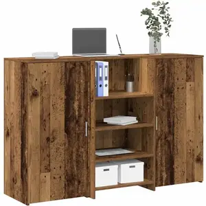 vidaXL Bureau de réception vieux bois 155x50x103,5cm bois d'ingénierie pas cher