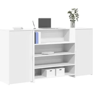 vidaXL Bureau de réception blanc 200x50x103,5 cm bois d'ingénierie pas cher