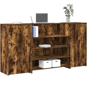 vidaXL Bureau de réception chêne fumé 200x50x103,5cm bois d'ingénierie pas cher