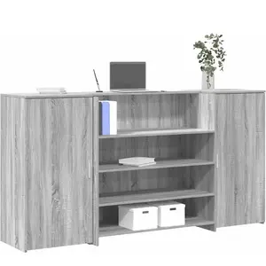 vidaXL Bureau de réception sonoma gris 200x50x103,5 cm bois ingénierie pas cher