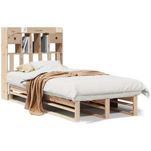 vidaXL Lit bibliothèque sans matelas 135x190 cm bois de pin massif pas cher
