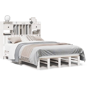 vidaXL Lit bibliothèque sans matelas blanc 150x200 cm bois pin massif pas cher