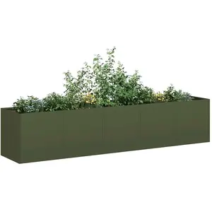 vidaXL Jardinière vert olive 200x40x40 cm acier laminé à froid pas cher