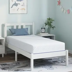 vidaXL Matelas Blanc et Bleu Tissu jacquard en polyester 100%