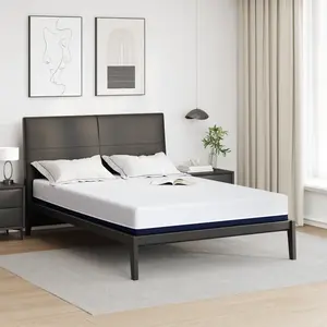 vidaXL Matelas Blanc et Bleu Tissu jacquard en polyester 100% pas cher
