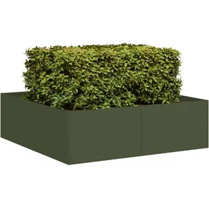 vidaXL Jardinière vert olive 100x100x30 cm acier pas cher