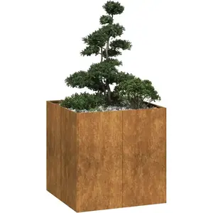 vidaXL Jardinière rouillé 80x80x80 cm acier inoxydable pas cher