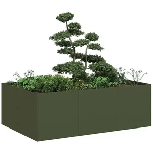 vidaXL Jardinière vert olive 120x80x40 cm acier