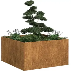 vidaXL Jardinière rouillé 80x80x40 cm acier inoxydable pas cher