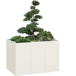vidaXL Jardinière blanc 120x80x40 cm acier pas cher