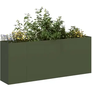 Comparateur de prix : vidaXL - Plantenbak - 200x40x80 - cm - koudgewalst - staal - olijfgroen
