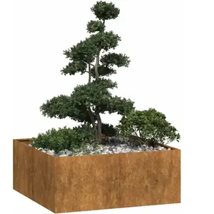 vidaXL Jardinière rouillé 100x100x40 cm acier inoxydable pas cher