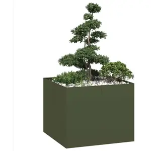 vidaXL Jardinière vert olive 100x100x80 cm acier pas cher