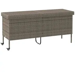 Comparateur de prix : vidaXL Boîte de rangement de jardin et roues gris résine tressée