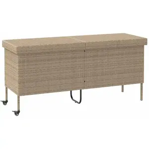 Comparateur de prix : vidaXL Boîte rangement jardin roues beige 160x55x75 cm résine tressée