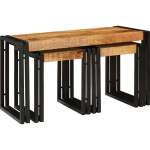 Comparateur de prix : vidaXL Vidaxl Tables Gigognes 3 Pcs Bois Massif Rugueux De Manguier