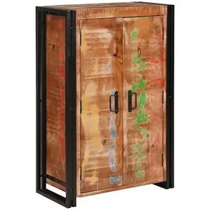 vidaXL Highboard avec portes Marron Bois Recyclé Massif et Métal pas cher