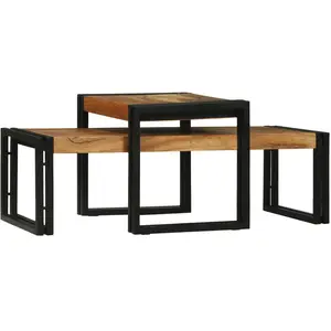 vidaXL Vidaxl Set De 2 Tables Basses En Bois Massif D'acacia pas cher
