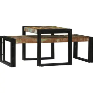 vidaXL Vidaxl Ensemble De 2 Tables Basses En Bois Massif Récupéré pas cher