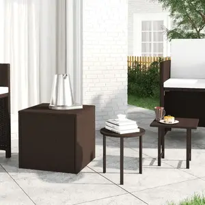vidaXL Tables d'appoint de jardin 3 pcs marron résine tressée pas cher
