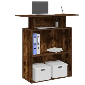 vidaXL Bureau de réception chêne fumé 100x40x104 cm bois d'ingénierie pas cher