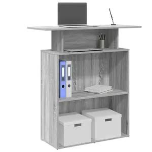 vidaXL Bureau de réception sonoma gris 100x40x104 cm bois ingénierie pas cher