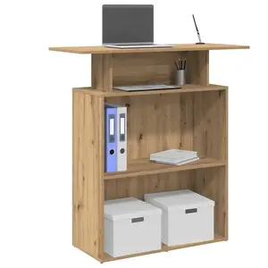 vidaXL Bureau réception chêne artisanal 100x40x104 cm bois ingénierie pas cher
