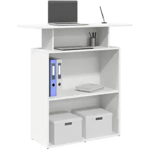 vidaXL Bureau de réception blanc 100x40x104 cm bois d'ingénierie pas cher