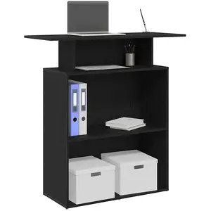 vidaXL Bureau de réception noir 100x40x104 cm bois d'ingénierie pas cher