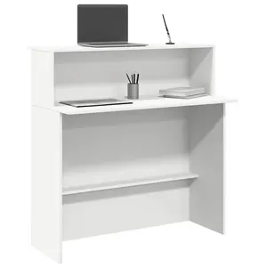 vidaXL Bureau de réception blanc 100x50x103,5 cm bois d'ingénierie pas cher