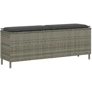 Banc de jardin avec coussin gris 110x30x40,5 cm résine tressée Vidaxl pas cher